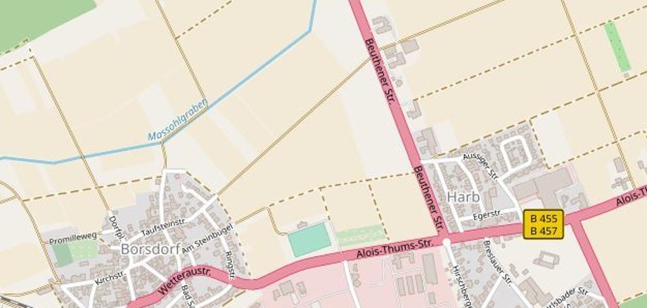 Das vorgesehene Gebiet zwischen Harb und Borsdorf. Grafik: Stadt Nidda